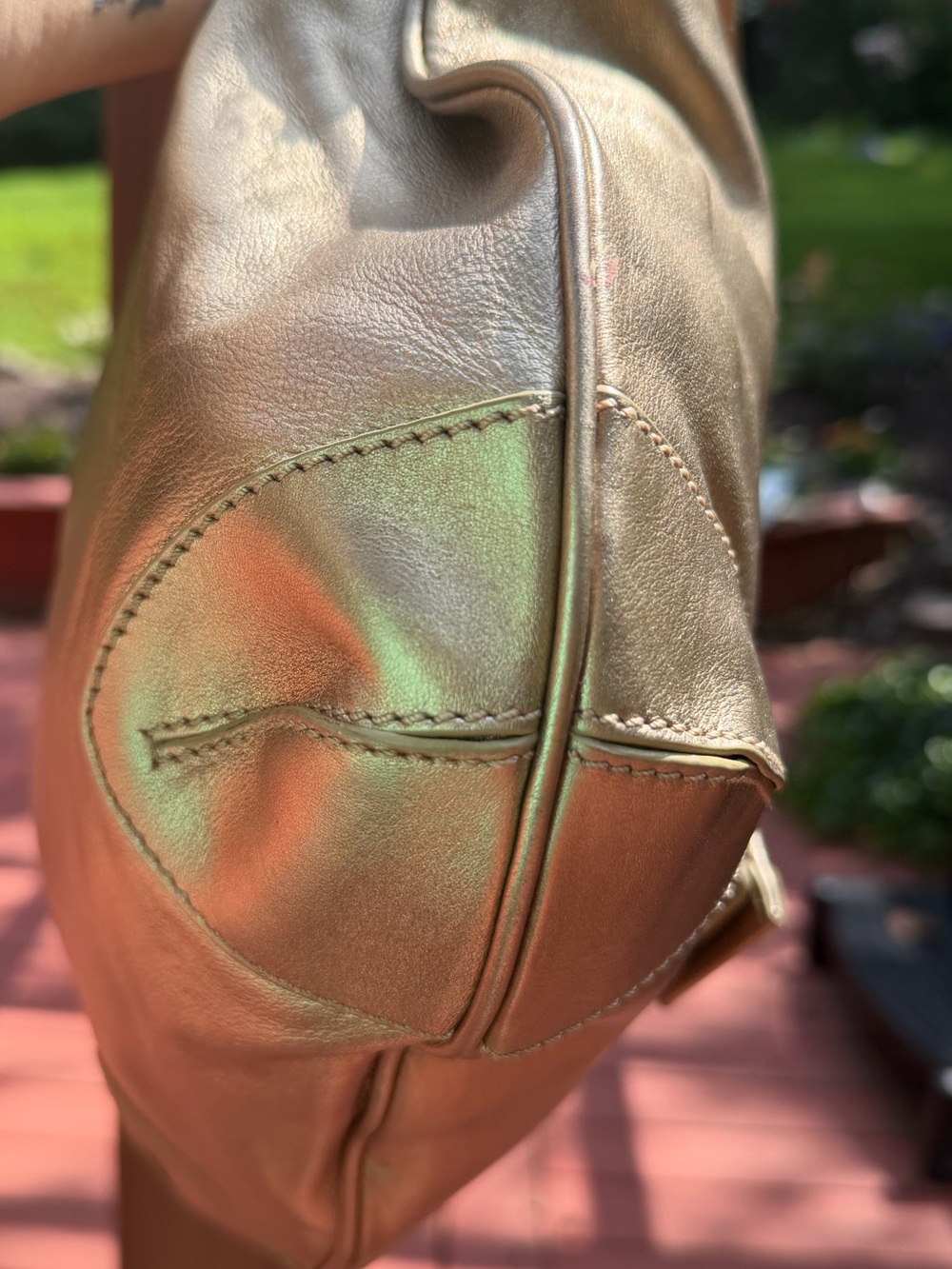 Michael Kors Metallic Brown Leather Shoulder Hobo Bag - Picture 5 of 15